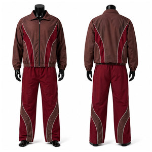 Survêtement coupe-vent 2 pièces, veste zippée et pantalon avec bandes réfléchissantes, 100% nylon, logo personnalisé, taille oversize pour homme - Product Image 1