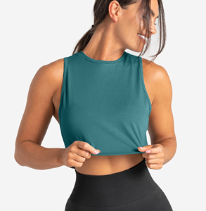 Venta al por mayor personalizada: Novedad de primavera, chaleco sin mangas con cuello redondo y diseño hueco, top corto acanalado suave para mujer - Product Image 1