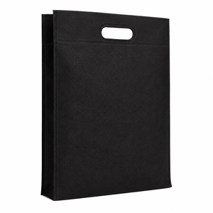 Sac fourre-tout noir premium en non-tissé robuste avec découpe en D, réutilisable, écologique, pour l'emballage alimentaire, avec fermeture éclair, fabricant OEM - Product Image 2