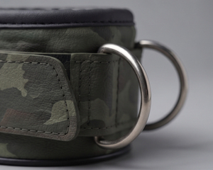 Sangles de poignet en cuir camouflage avec boucle, rembourrées, très extensibles, légères, pour la musculation, avec anneau en D, unisexe - Product Image 3
