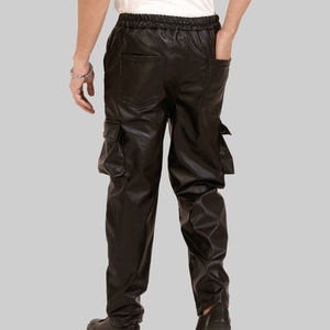 Premium Quality Low Price Factory Wholesale Custom Logo and Color 100% <b>Leather</b> Straight High Street <b>Pants</b> for <b>Men</b> Full Length - Product Image 5