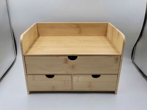 Eco-friendly Bamboo <b>Storage</b> Organizer with 3 Drawers Desktop Cosmetic & Office Supplies Holder Vietchoice - Product Image 4