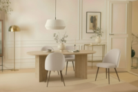 Ensemble de 7 pièces de meubles de salle à manger de cuisine, table à manger ovale moderne en MDF travertin et ensemble de chaises en boucle
