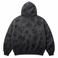 Sweat à capuche zippé intégral OEM vintage délavé style streetwear imprimé sur toute la surface, unisexe, coupe ample en coton brodé avec poche kangourou