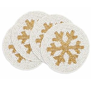 Juego de Posavasos de Cuentas de Vidrio con Diseño de Aves Exóticas Hechas a Mano de Alta Calidad, 4 Posavasos Redondos Decorativos de 10 cm para Mesa de Centro India - Product Image 5