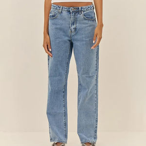 Venta al por mayor de jeans acampanados transpirables con lazo para mujer, estilo vintage, ropa urbana OEM, proveedor de fábrica, exportación directa a granel - Product Image 4