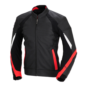 Chaqueta de Motociclista de PU para Hombre, Color Negro, Blanco y Rojo, Manga Larga, Resistente al Viento, para Todas las Estaciones, Ropa de Carreras - Product Image 5