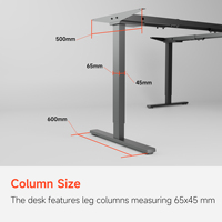 Bureau debout en forme de L AUKI, réglable en hauteur, poste de travail d'ordinateur d'angle à 90 degrés, mobilier ergonomique