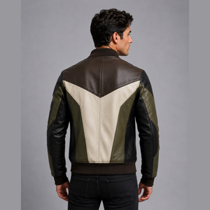 Chaqueta de cuero genuino de cordero marrón para hombre, diseño moderno, con cremallera, manga larga, chaqueta de cuero auténtico para hombre - Product Image 5