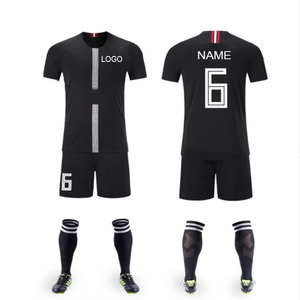 Custom Black Soccer Jersey Set Personalized Football Uniform Quick Dry Sublimated Team Kit OEM Manufacturer - Product Image 1
