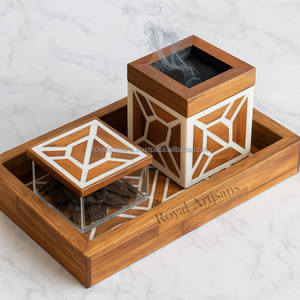 ROYAL ARTISANS Luxury Resin Inlay <b>Bakhoor</b> Burner Set with Tray and <b>Oud</b> Storage Box Ramadan Gift - Product Image 3