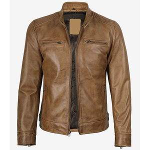 2026 OEM Hot Trending Camel Brown Cowhide Leather Jackets For Men's High Quality Low MOQ Plus-Size Winter Fashion <b>Heated</b> Jackets - Product Image 3