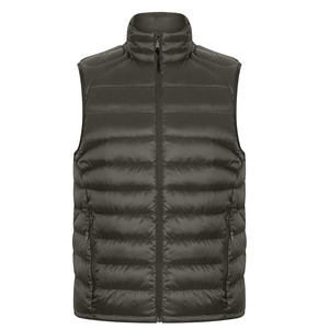 Gilet matelassé décontracté en toile pour homme, couleur unie, respirant, épais, avec fermeture éclair, prix de gros - Product Image 1