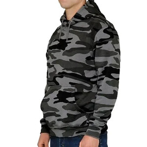 Sweat à capuche gris camouflage en molleton de coton doux, coupe décontractée, style streetwear, avec poche kangourou - Product Image 2