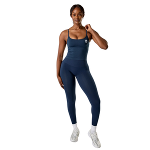 Push Tank Women’s Seamless 2 in 1 Built In <b>Bra</b> Sculpting Activewear Fitness Stretch Tank <b>Top</b> Anchor Navy - Product Image 4