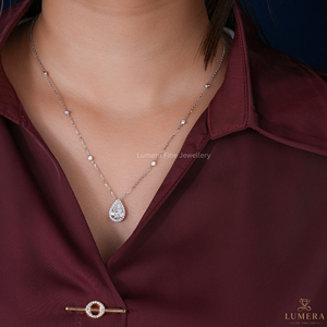 Collier pendentif en diamant de laboratoire de forme poire certifié IGI avec halo et chaîne à maillons diamantés, bijoux minimalistes pour femmes - Product Image 5