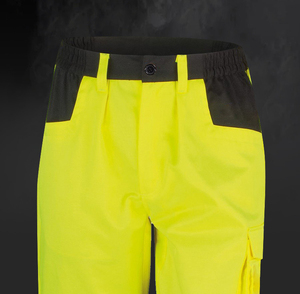 Pantalon de sécurité haute visibilité jaune avec ceinture noire réfléchissante, pantalon de travail classe 2, imperméable - Product Image 3