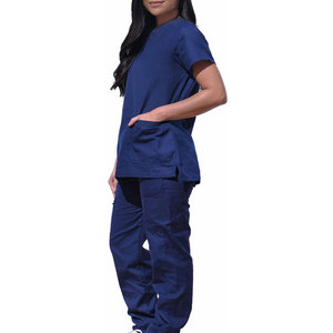 Ensemble de tenue médicale bleu ciel pour femme, haut à col en V et pantalon jogger, uniforme d'infirmière, combinaison une pièce, vente en gros, marque privée OEM - Product Image 2