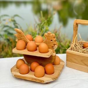 Wooden Chicken Shape <b>Egg</b> Holder 12 Slots <b>Eco</b>-Friendly Dishwasher Safe Freezer Safe Fresh <b>Eggs</b> Storage Display Kitchen Organizer - Product Image 2