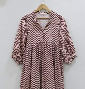 Vestido Midi Tipo Túnica Informal, Estampado Floral, 100% Algodón, Transpirable, Estilo Boho |   Ropa Sostenible para Mujer, Natural - Product Image 3