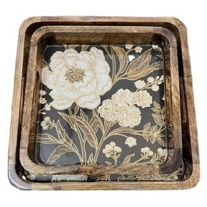 Standard Quality 2-Piece <b>Set</b> Custom Made MDF Board Food <b>Serving</b> Tray with Enamel Sticker Print Tray by Perfect Enterprises - Product Image 1