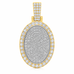925 Silver <b>Gold</b> Plated Custom Fine Necklace Charms Lab Grown Diamond Bling Pillow Oval Geometric Shape Trendy Children's <b>Pendant</b> - Product Image 1
