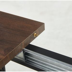 Walnut Color Modern Extendable <b>Square</b> Dining <b>Table</b> with Metal Leg 55.11\" X 70.86\" for <b>Kitchen</b> & Living Room Space Saving - Product Image 2