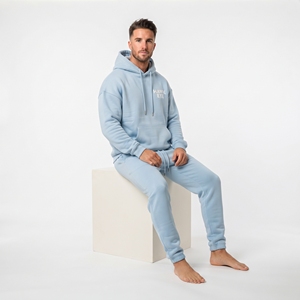 Ensemble survêtement homme lourd avec sweat à capuche et pantalon de jogging, logo personnalisé, épaules tombantes oversize, en coton, style streetwear, vente en gros - Product Image 4