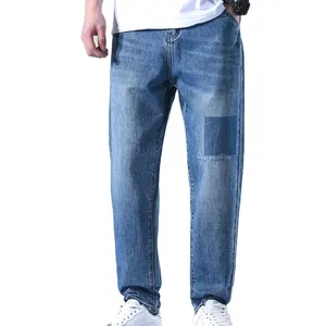 Celana Panjang Jeans Denim Lubang Pria, Atasan Celana Denim Celana Panjang untuk Pria Muda Baru 2022