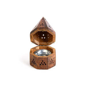 Elegante forma de cono de carbón de madera religiosa Bakhoor quemador Ash Catcher elegante soporte de incienso duradero para el hogar y la Oficina - Product Image 1