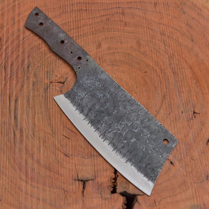 Lame de couteau de chef hachoir forgée à la main, en acier à haute teneur en carbone 1095, 55 HRC, pour découper les os, pointe tombante, 7 pouces, lame vierge de couteau hachoir - Product Image 5