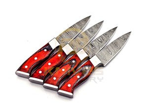 Handmade Damascus Steel Steak <b>Knife</b> <b>Set</b> 4-Piece Ambidextrous Eco-Friendly Kitchen Utility <b>Knives</b> with Pakka Wood Handle OEM - Product Image 2