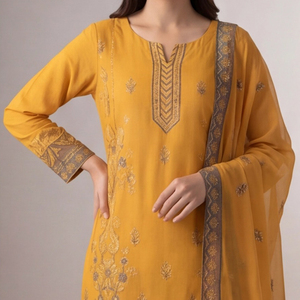 Trajes de 3 piezas de shalwar kameez bordados por diseñadores pakistaníes, estilos de lujo, vestidos de boda tradicionales de tela de algodón para damas. - Product Image 2