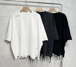 Camiseta de Alta Calidad para Hombre, Personalizada, a la Moda, Holgada, con Agujeros, Estilo Hip-hop, Desgastada, Talla Grande - Product Image 4