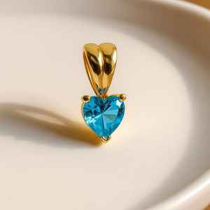 Colgante de Corazón de Topacio Azul Suizo, Plata de Ley 925, Chapado en Oro de 14K, Piedra de Nacimiento de Diciembre, Joyería Hecha a Mano, Regalo - Product Image 1