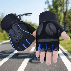 Gants de cyclisme unisexes à doigts entiers en polyester et cuir, respirants, antidérapants, avec sangle de poignet réglable, pour l'été, les activités de plein air et l'entraînement physique - Product Image 6