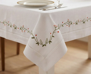 Wholesale Customized Hemstitch Modern Multi-Shape Plant Embossed Cotton Embroidered Florals Durable Washable Full Sizes - Product Image 1