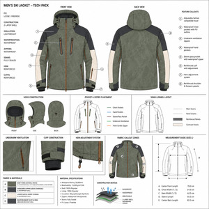 Men's Waterproof Zipper Front <b>Ski</b> Jacket Hooded Color Blocked Synthetic 10000mm Breathable Outdoor Wear - Product Image 5