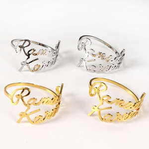 Anillo de Servilleta de Lujo con Flor Dorada, Decoración de Mesa para Bodas, Hoteles, Banquetes y Fiestas - Product Image 2