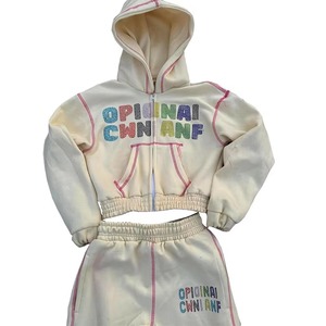 Conjunto Deportivo Vintage Lavado para Hombre, Sudadera con Cremallera y Pantalones Acampanados, Estilo Desgastado con Bordes Deshilachados, de Algodón Grueso - Product Image 6