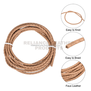 Cordon en cuir tressé rond naturel de 3 mm à âme solide pour la fabrication de bijoux, fournitures artisanales et accessoires, longue durée - Product Image 3