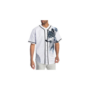 Maillot de baseball pour homme, col en V, imprimé, personnalisable avec le nom de l'équipe, boutons, manches courtes, respirant, séchage rapide, polyester/coton - Product Image 5