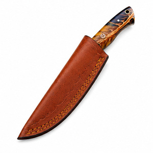 Cuchillo Skinner Jexmoo Personalizado Hecho a Mano de Acero de Damasco de Alta Calidad de 9 Pulgadas con Mango Elegante y Funda de Cuero para Uso en Exteriores, Ideal para Regalo - Product Image 6