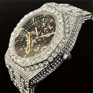 Luxury <b>Men's</b> VVS Moissanite Diamond <b>Watch</b> Fully Iced Out Skeletal Quartz Movement Fashion Business Style Jewelry - Product Image 4