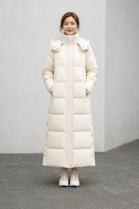 OEM Custom Logo Winter Long <b>Line</b> Puffer Style Jacket Women Hooded Down <b>Coat</b> Waterproof Windproof Thermal Outerwear - Product Image 3