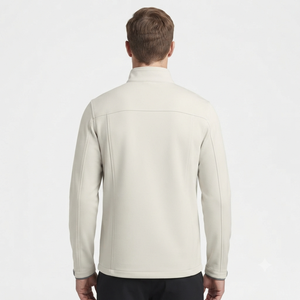 Chaqueta de Forro Polar Beige para Hombre, Cierre Completo, Cuello Alto, Casual, Resistente al Viento, Corte Regular, Color Sólido, Poliéster, Ropa de Otoño - Product Image 3