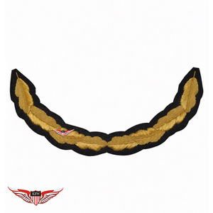 KEW Lot de 6 Visières de casquette marine brodées à la main motif feuille de chêne pour accessoires d'uniforme de cérémonie et de défilé, visières à pointe en fil de broderie - Product Image 5