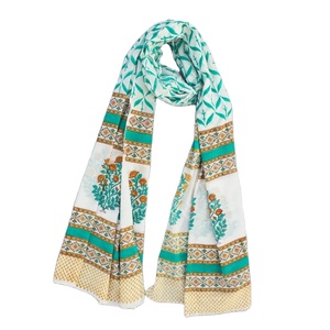 Mujeres blanco de la impresión de bloque de algodón al por mayor bufanda robaron Dupatta 100X250 Cm - Product Image 1