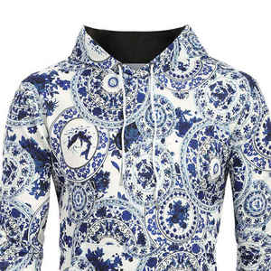 Sudadera con Capucha para Hombre, Azul y Blanca con Estampado, Corte Regular, Informal, de Verano, Tejida en Poliéster, Transpirable, de Manga Larga - Product Image 4