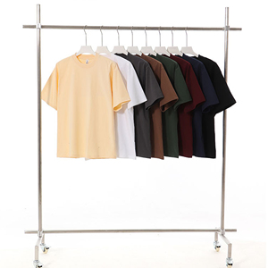 เสื้อยืดโลโก้แบบกำหนดเองสำหรับผู้ชาย 240GSM เสื้อยืดเปล่าเรียบง่าย ระบายอากาศได้ดี ทรงโอเวอร์ไซส์ สไตล์ลำลอง คอวีถัก สำหรับผู้ชาย - Product Image 3